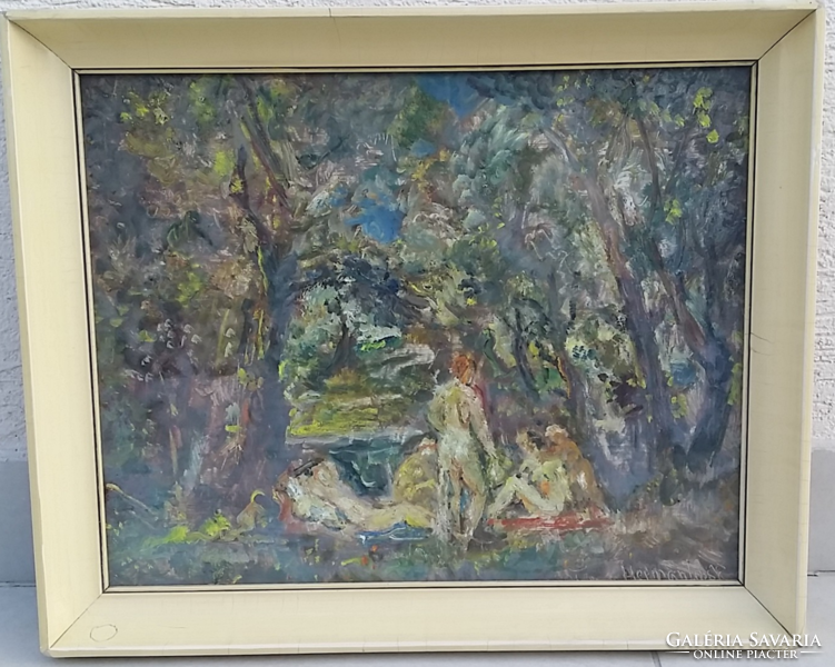 Herman Lipót - bathers - oil painting - new photos in original frame !!!