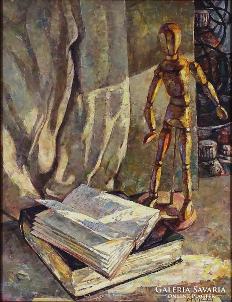 1H141 blacksmith Árpád: still life with a book 2000 Székesfehérvár