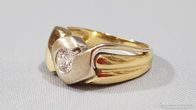 14 K fehér és sárga arany női gyűrű 6,35 g