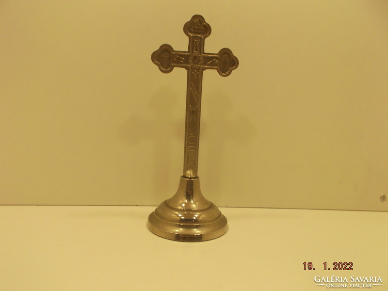 Old cross with metal base, crucifix --- 1 ---
