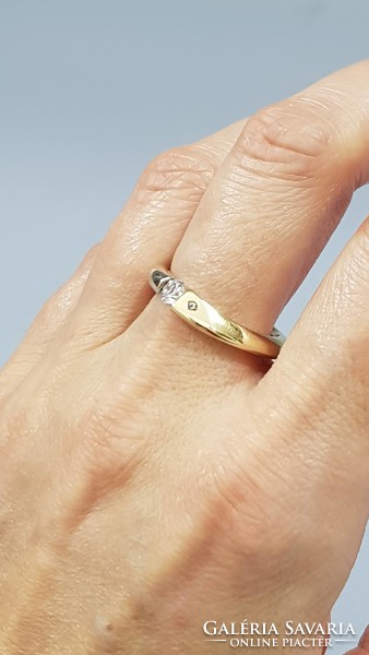 14 K fehér és sárga arany női gyűrű 6,59 g