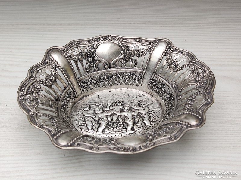 Openwork embossed silver serving tray