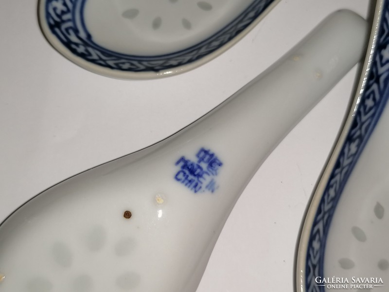 Kínai, litofán, jelölt, rizses porcelán kanálkészlet 6 db.