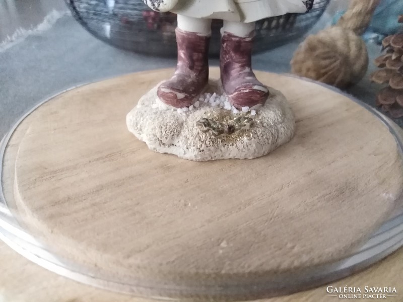 Figural glass cover - with wooden base