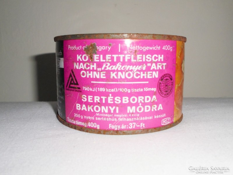 Retro globus tin box tin can - pork ribs bakony style - made for export abroad