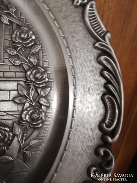 Fabulous German tin wedding plate wall decoration