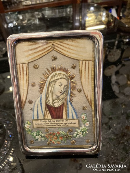 ﻿Ezüst képkeret Szűz Mária képpel (GK42) (I./95)