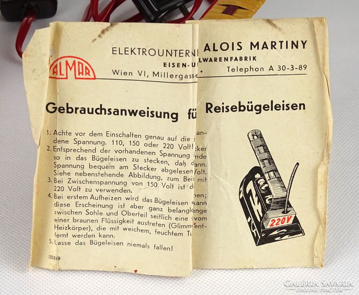 1H163 old small austrian almar alois martiny travel iron