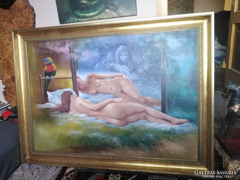 Puja Rezső "Álomvilág" Misztikus spirituális festménye 112 x 83 cm
