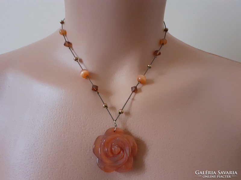Mark & spencer vintage nature necklace with glass rose pendant