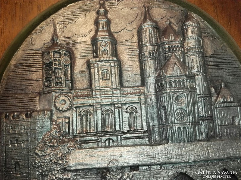 92% Tin plaque in carved wooden frame ... Worms Cathedral.