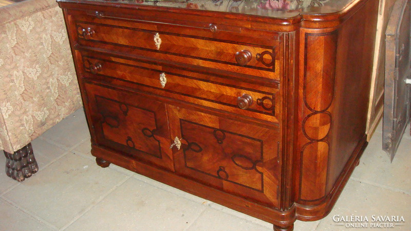 Inlaid renovated Viennese baroque chest of drawers.