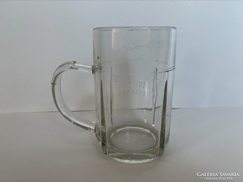 Marton f. Certified half-liter beer mug with restaurant inscription, damaged