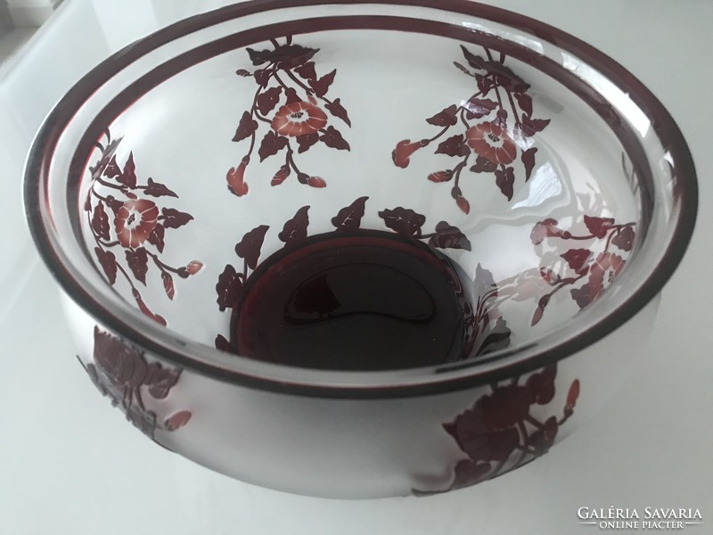 Lip crystal in huge kameo glass bowl, helena series, 28 cm in diameter