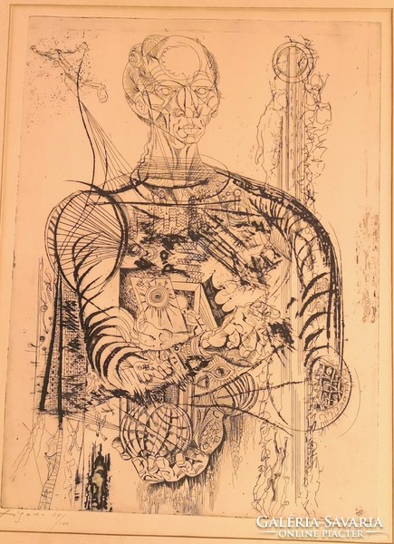 Fk/185 - rarity!!! Gyula Hincz - figure, etching