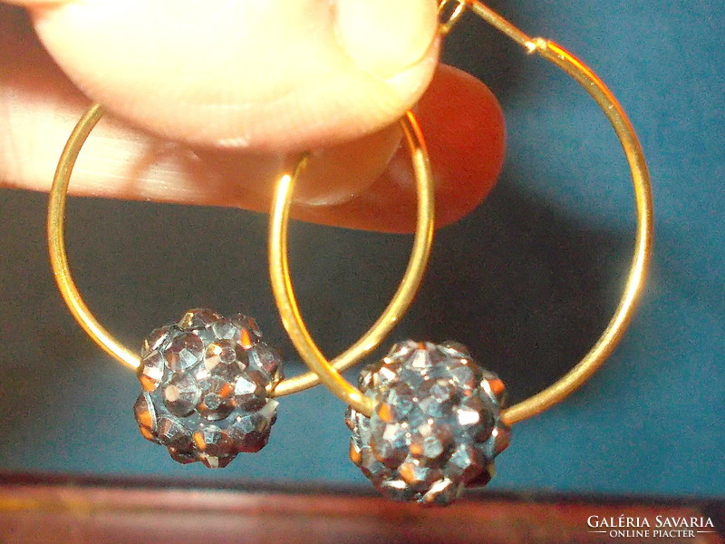 Hematite blackberry shaped beaded gold hoop with gold filled earrings