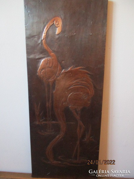 Pelikánok szecessziós falikép 57 x 22,5 cm jelzett  a kép alján