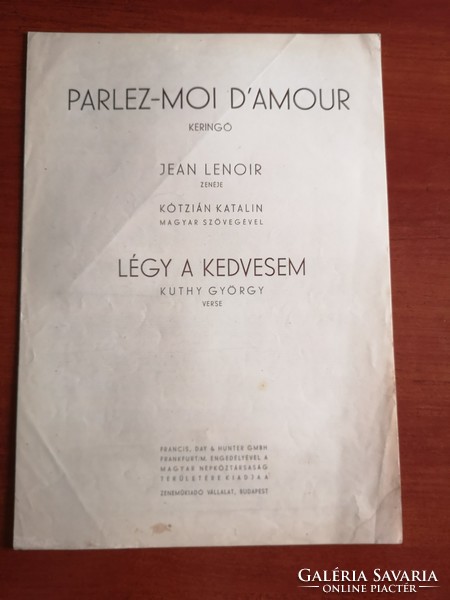 Lenoir: Parlez-moi D'amour Légy a kedvesem - kotta 1957