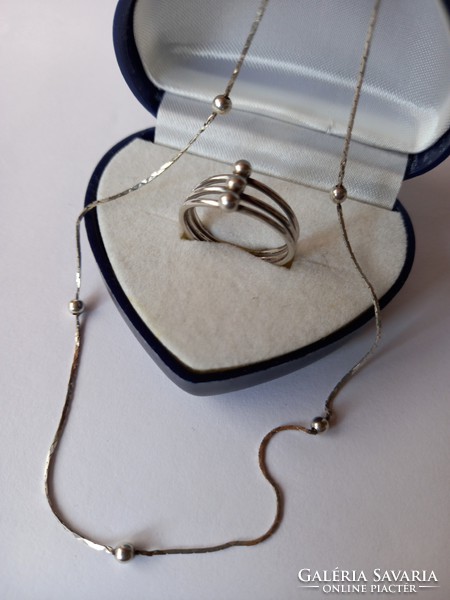 Silver berry ring and necklace set