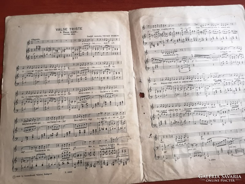 Vecsey Ferenc Valse Triste ( A Duna felett)  Zongora és ének kotta 1956
