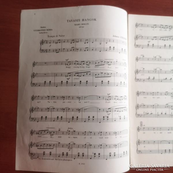 Johann Strauss Tavaszi hangok ének és zongora kotta füzet 1957