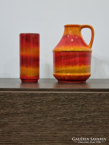 Élénk színvilágú ,német retro kerámia vázák a Dümler & Breiden manufaktúrától