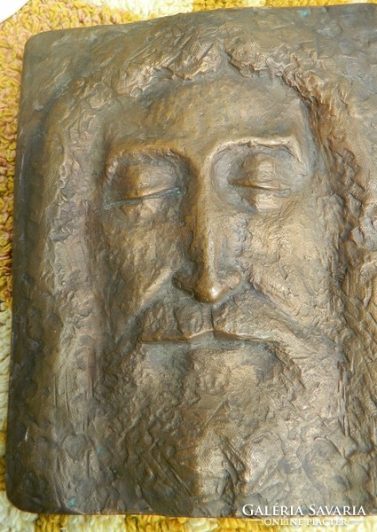 Jesus: Bronze Mural - Heavy Piece! 26Cm * 21 cm - marked!