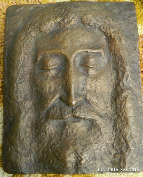 Jézus : bronz falikép - súlyos darab! 26cm * 21 cm - jelzett!