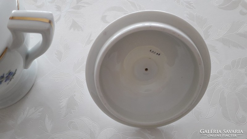 Régi porcelán nagy virágos cukortartó Schlaggenwald H.C. art deco bonbonier
