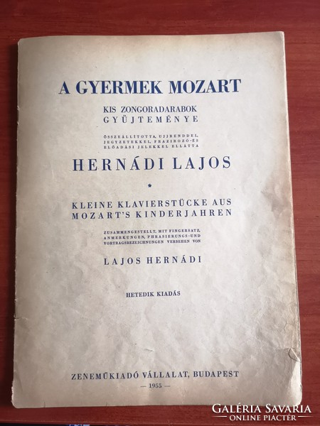 Hernádi Lajos: A gyermek Mozart Kis zongoradarabok gyűjteménye 1955
