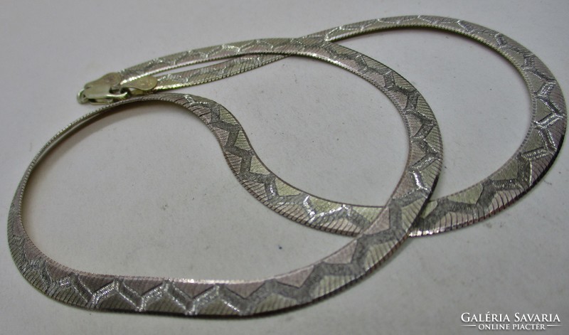 Beautiful old wide silver necklace
