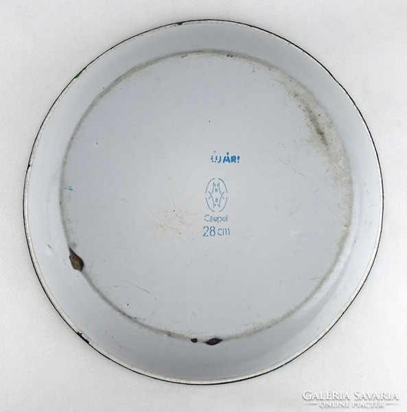 1H265 old drip metal enamel dish 28 cm