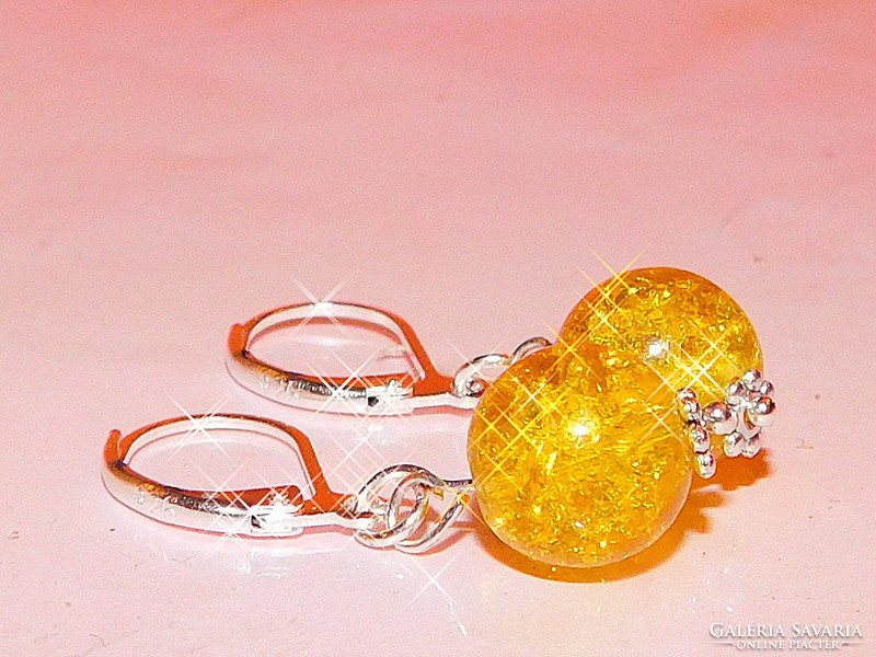 Cracked citrine sphere earrings