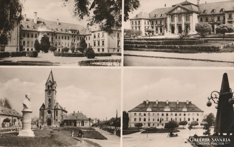 Retro postcard - Komárom, 4 cityscapes