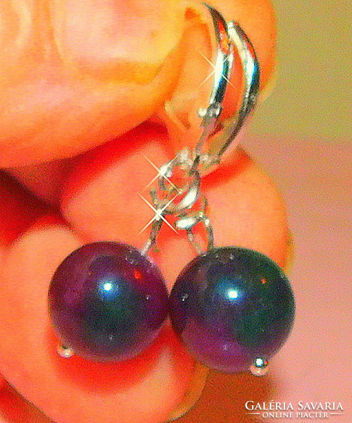 Ruby-zoosite mineral sphere earrings