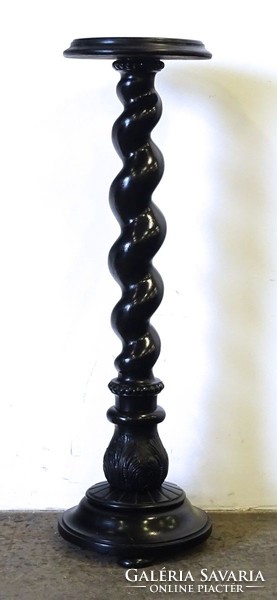 1H302 antique black twisted carved flower sculpture pedestal 102 cm