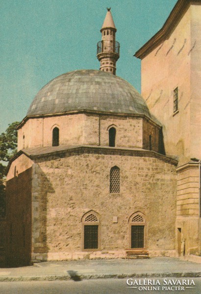 Retro postcard - Pécs, Jacobal Hassan Mosque with the minaret
