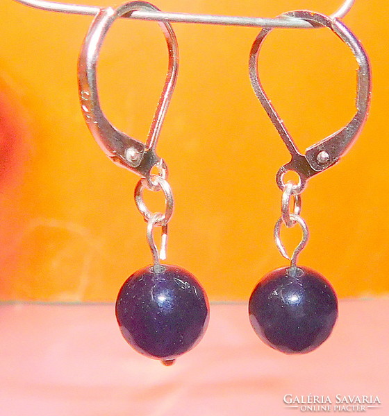 Faceted lapis lazuli mineral pearl earrings