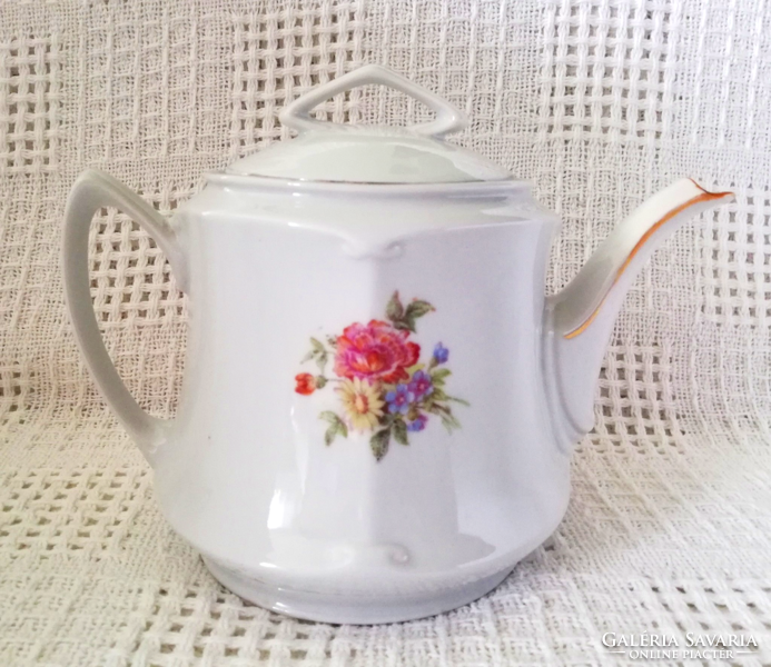 Beautiful antique Art Nouveau spring floral porcelain jug with spout