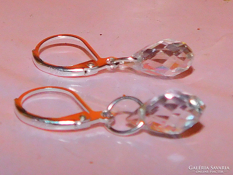 Clear white crystal drop faceted earrings