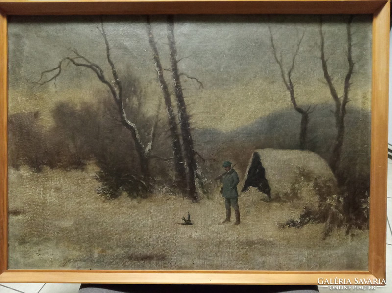 Hunting scene, oil painting