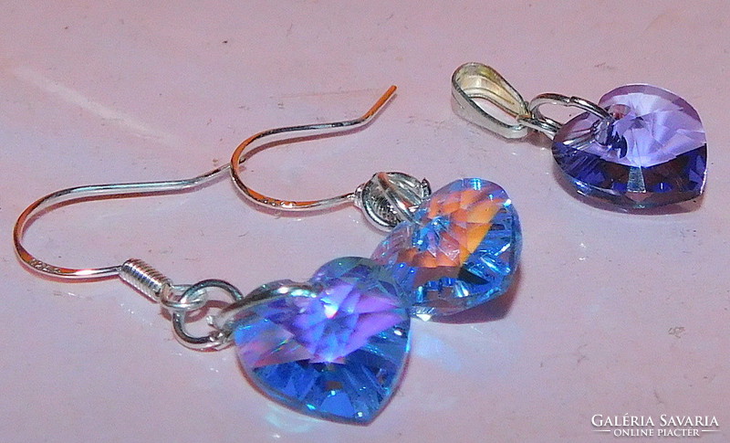 Paris blue heart earrings + gift pendant