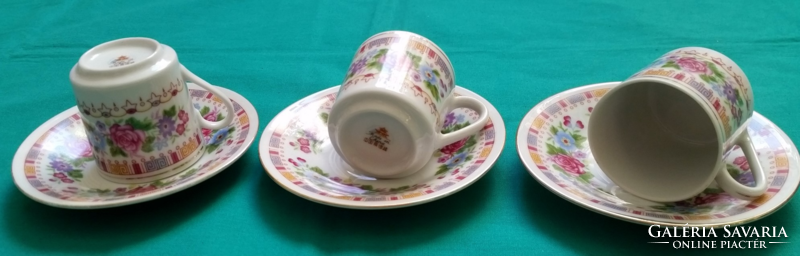 Charming rosy, floral oriental coffee cups with saucer