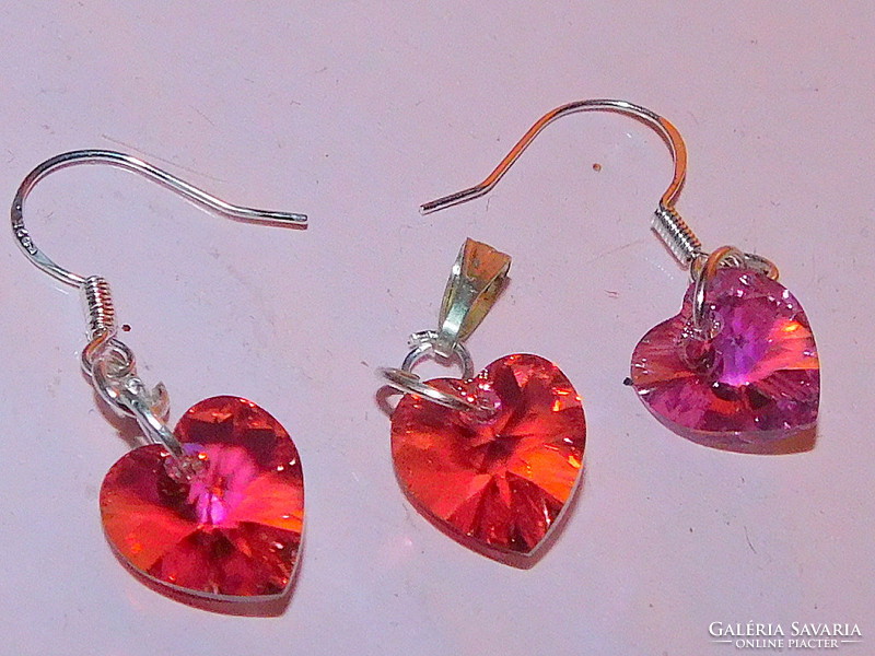 Crystal Heart Earrings and Pendant Set