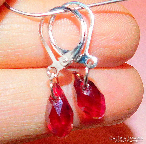 Ruby red crystal drop faceted earrings