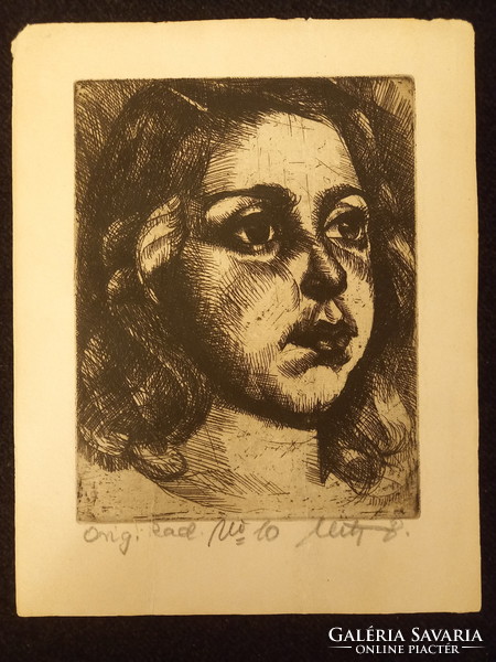 Béla Uitz - portrait of a girl, 1920, zinc scratch