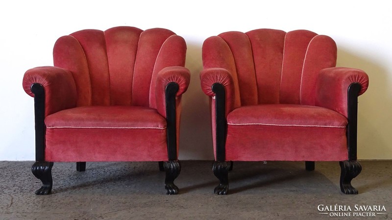 1H350 pair of antique pink upholstered berger armchairs