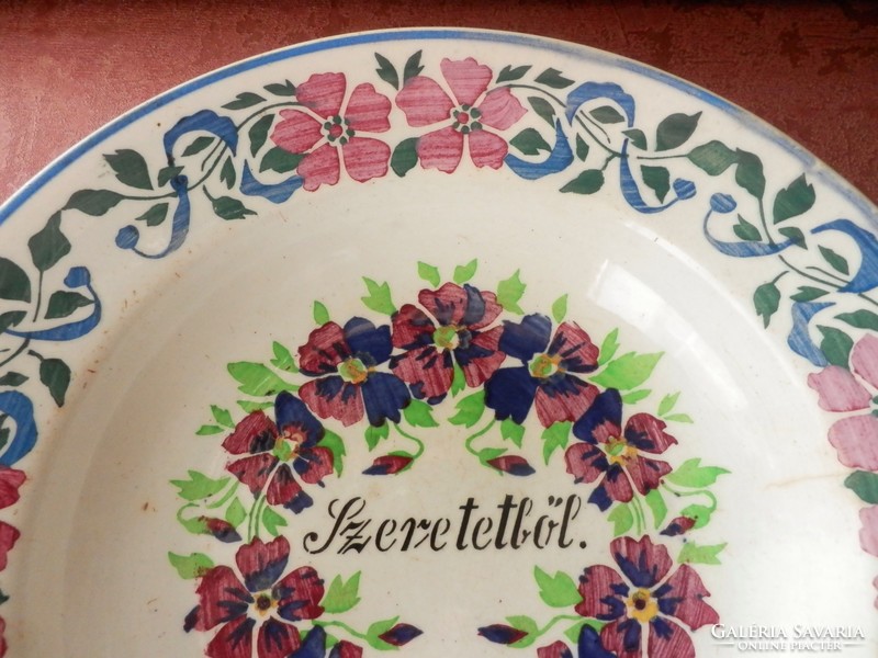 Wilhelmsburg folk wall plate with cornflower painting