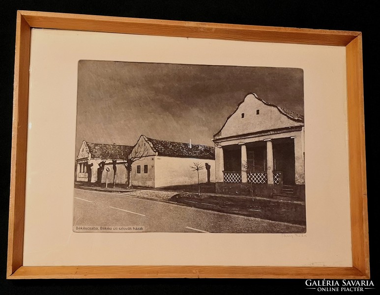 Fk/161 - graphic artist Béla Tassy - etching entitled Slovak houses