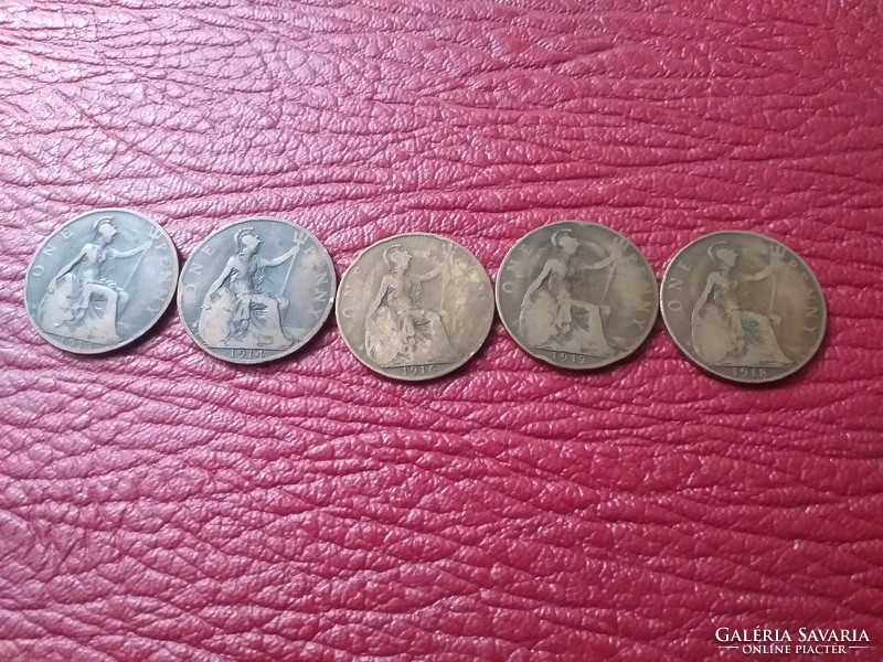 1913,14,16,17,18 1 Penny LOT